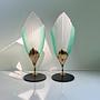 2x Vintage Tischlampe Glas Messing 1980er Jahre 3