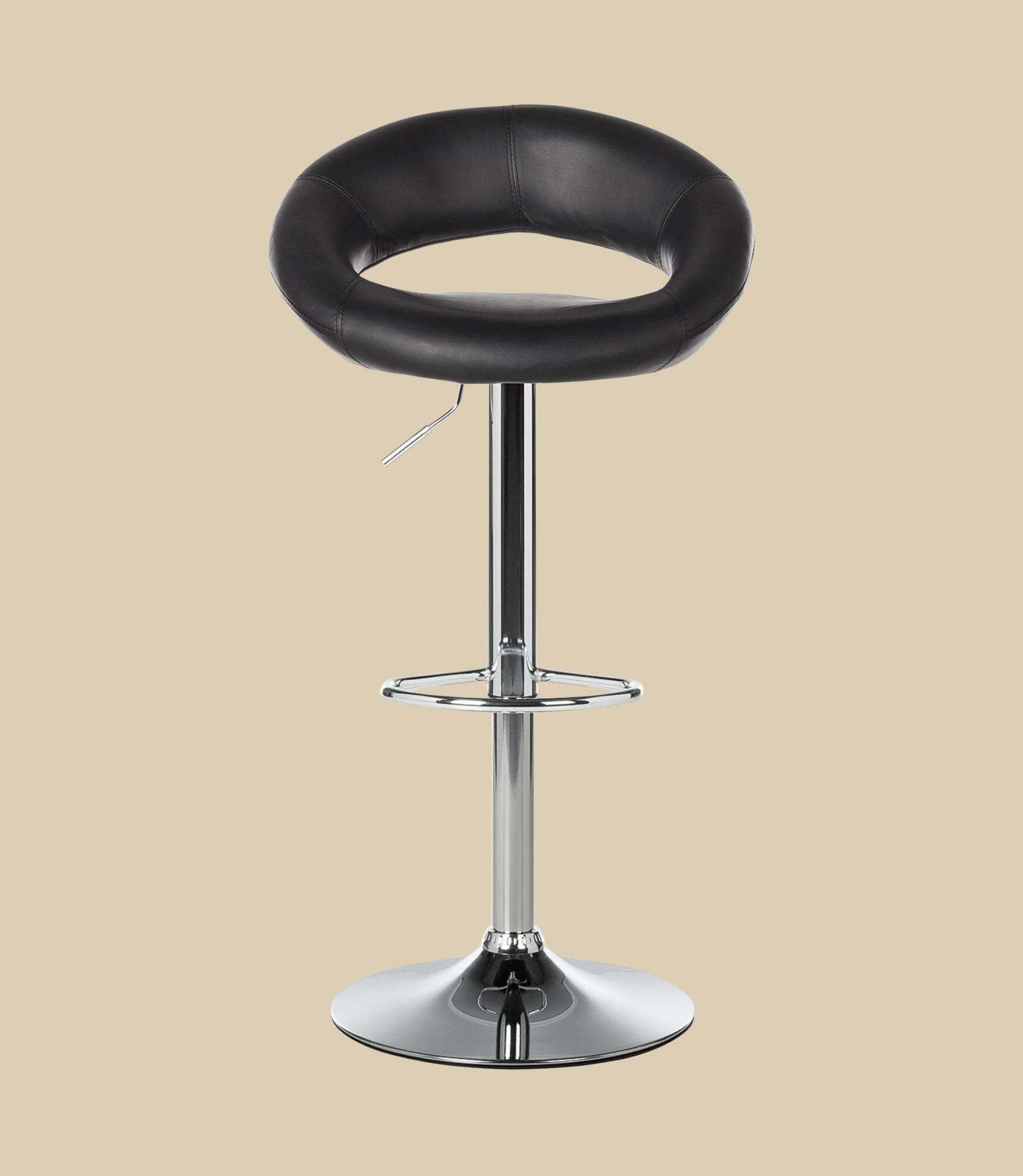 Bar stool faux leather black 1
