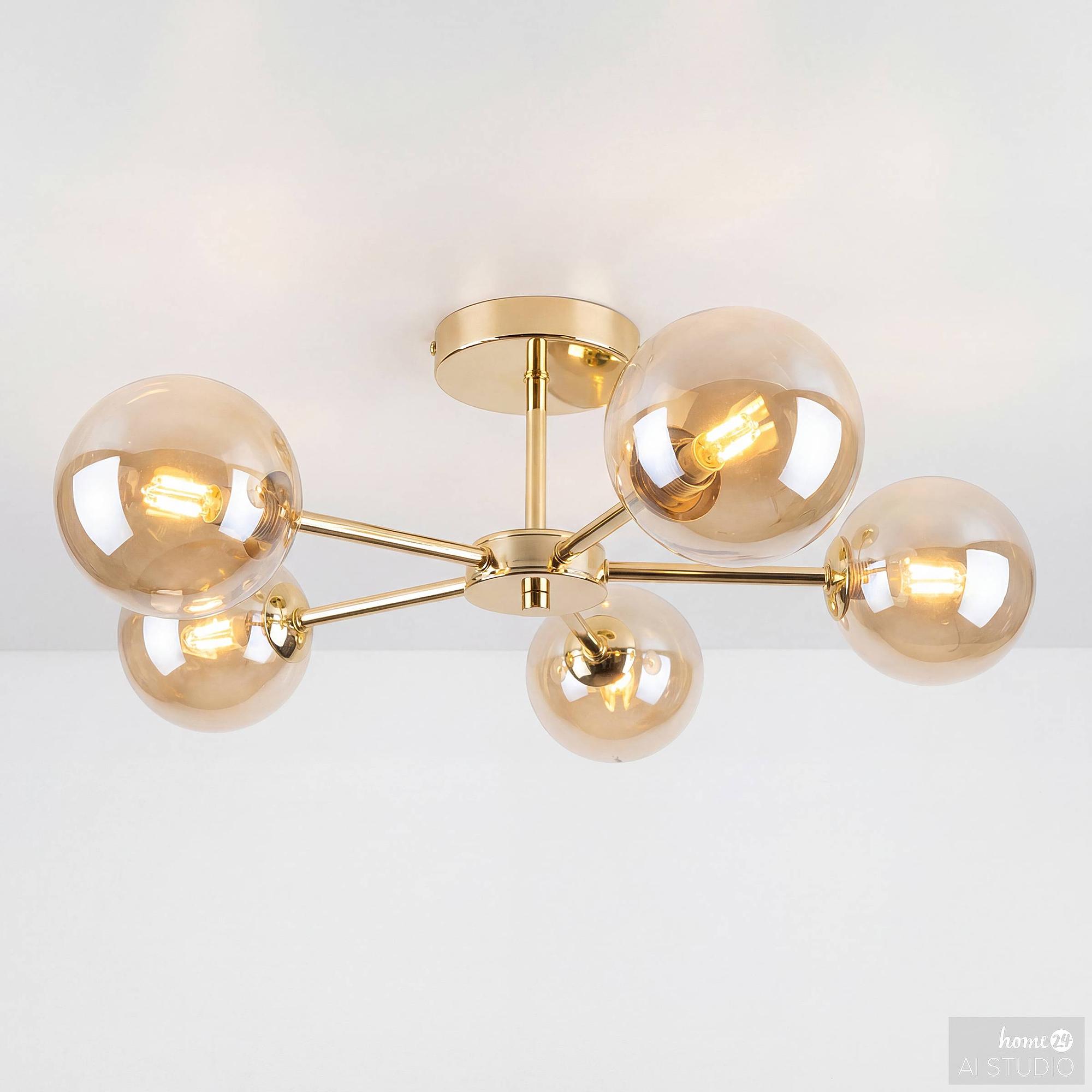 Ilumo Deckenleuchte 5-flammig Farbglas Eisen Beige 3