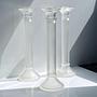 3x Vintage Candle Holders Transparent 1980s 4