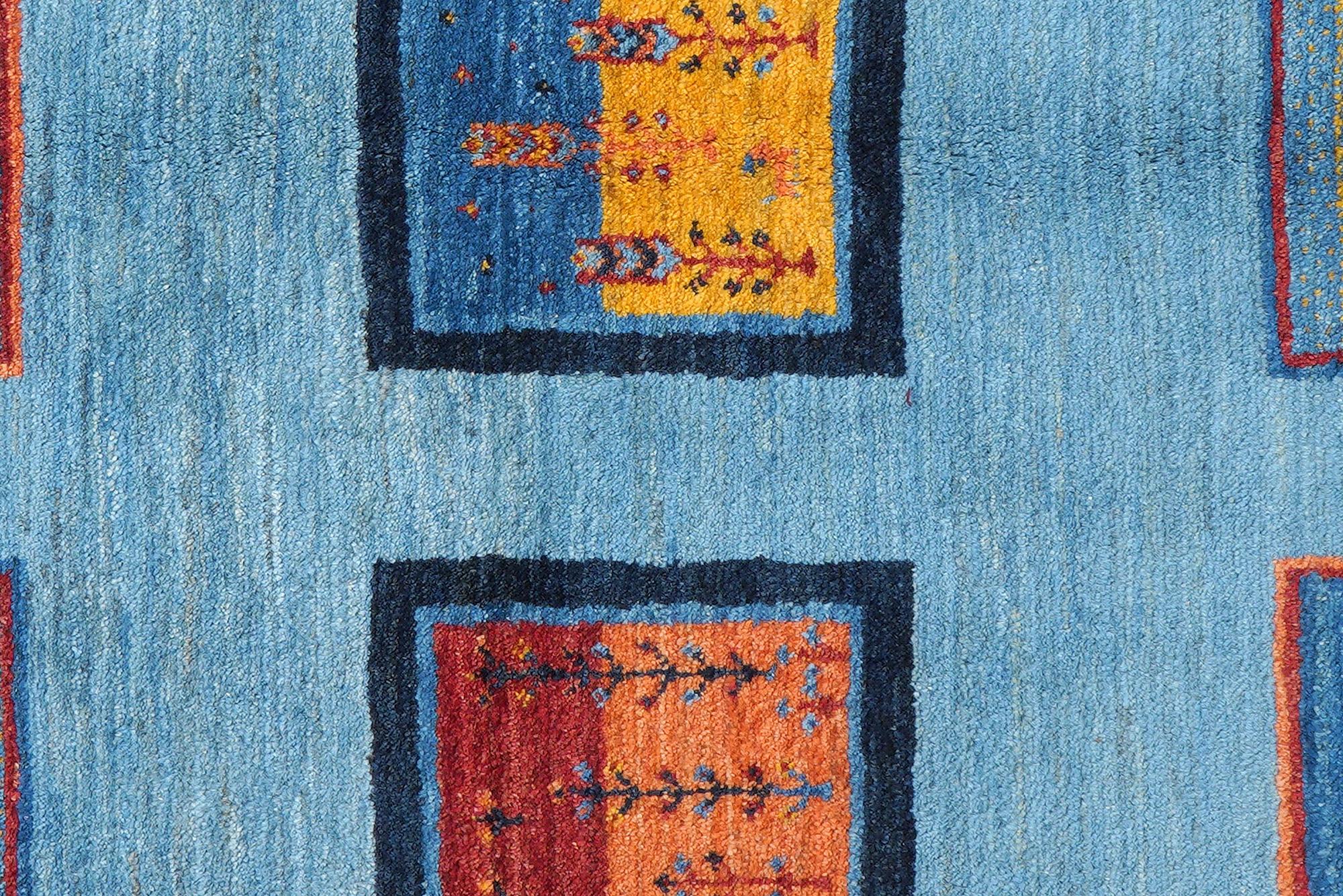 Rizbaf Gabbeh-Teppich Wolle Blau 4