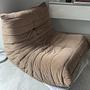 Vintage Togo 1-Sitzer Sofa Cord Braun 1