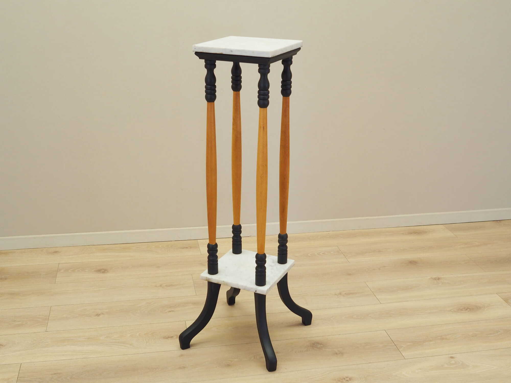 Vintage Plant Stand Wood Stone Multicolored 1970s 1