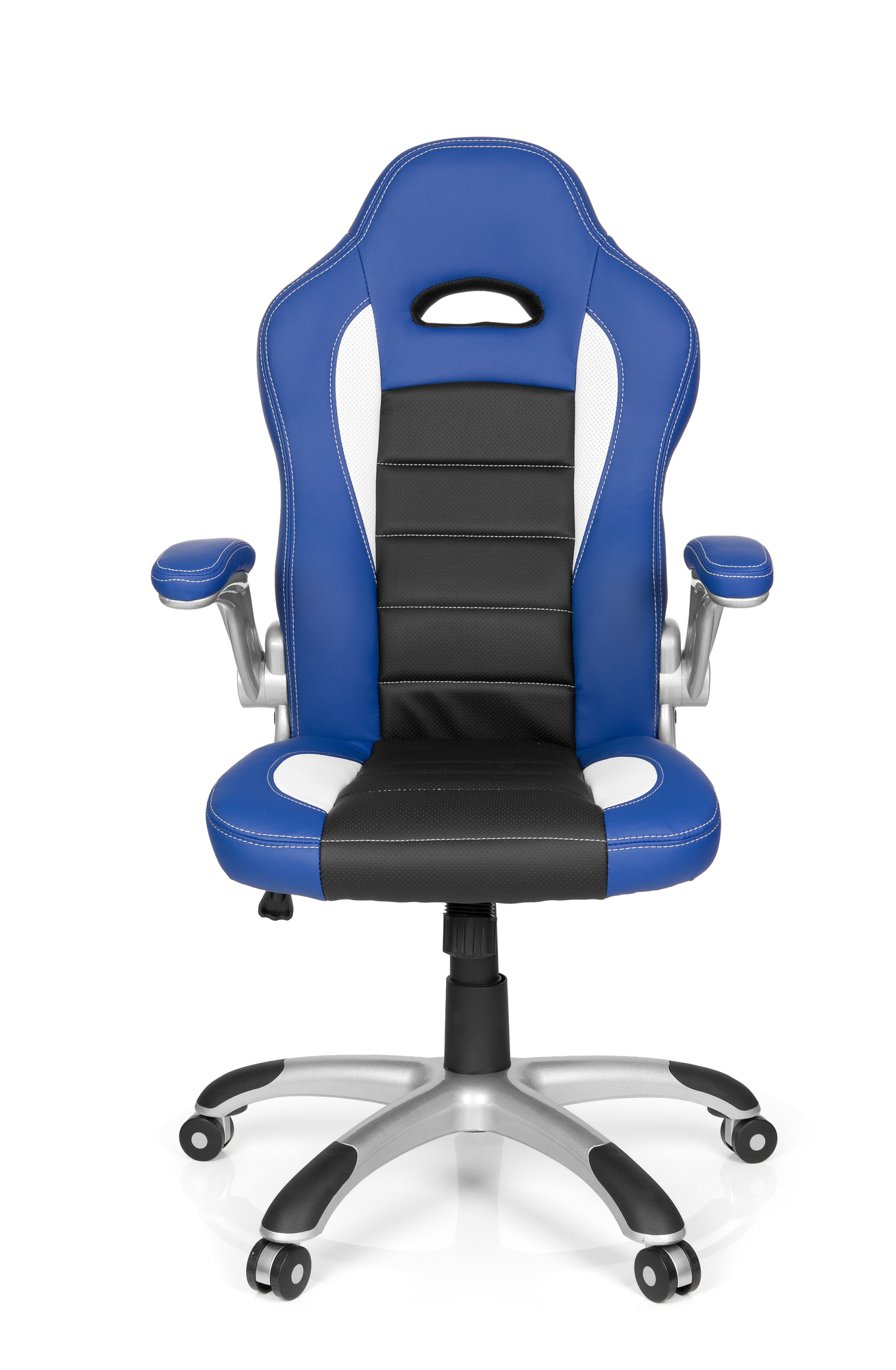 Gaming Bürostuhl Kunstleder Schwarz Blau 1