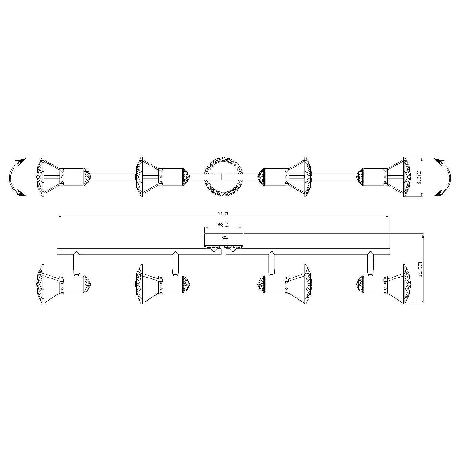 LED Ceiling Light Nathaniel 8-Light Iron Acrylic Glass 1