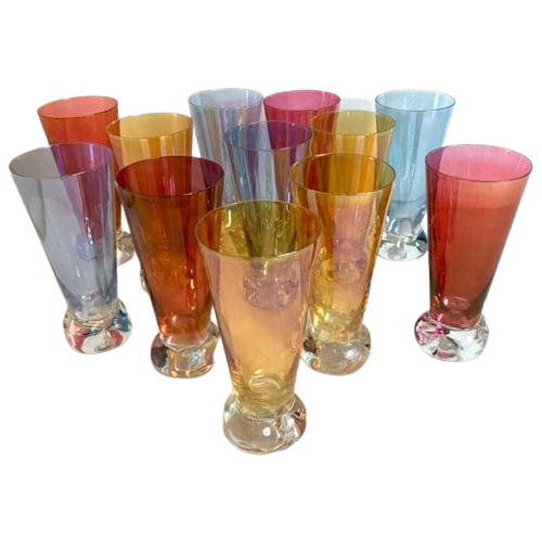 12x Vintage Glas Kristallglas Mehrfarbig 0