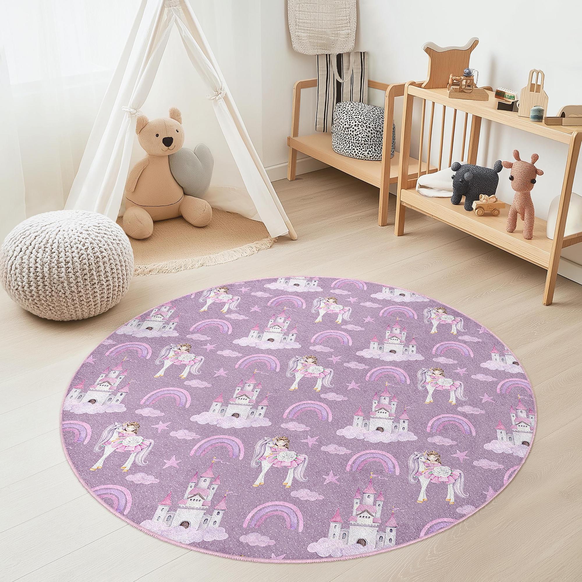 Unicorn children's rug Multicolored Ø120cm 0