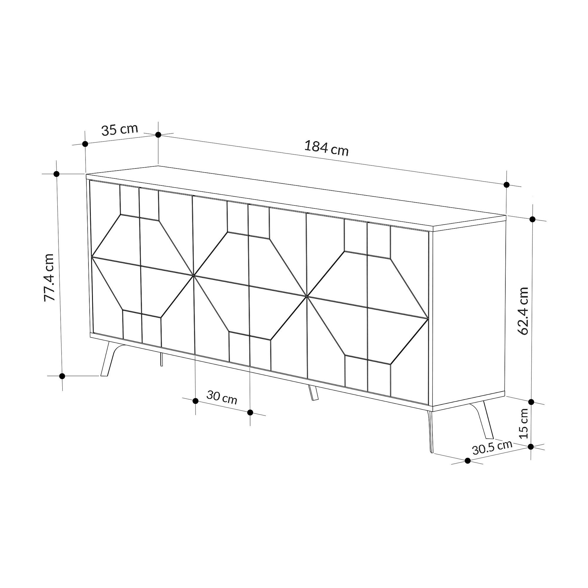 Dune Kommode Anthrazit 183.8cm x 77.4cm 5