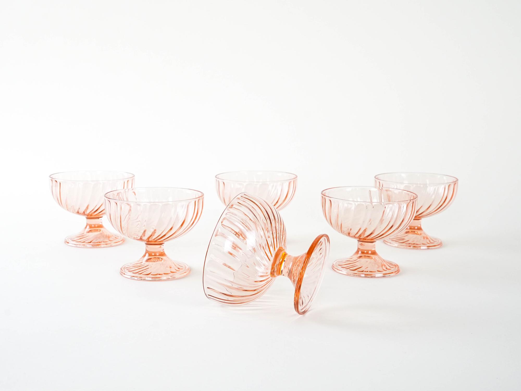 Dessert bowl set Pink 1970s 3