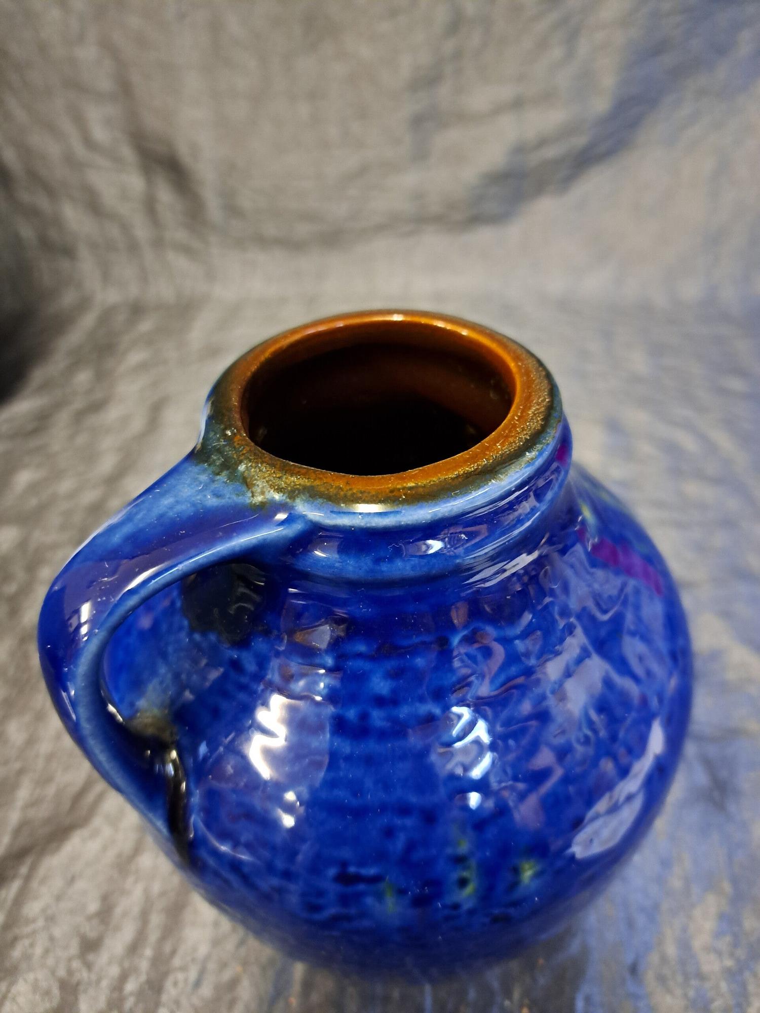 Vintage Vase Keramik Blau  3