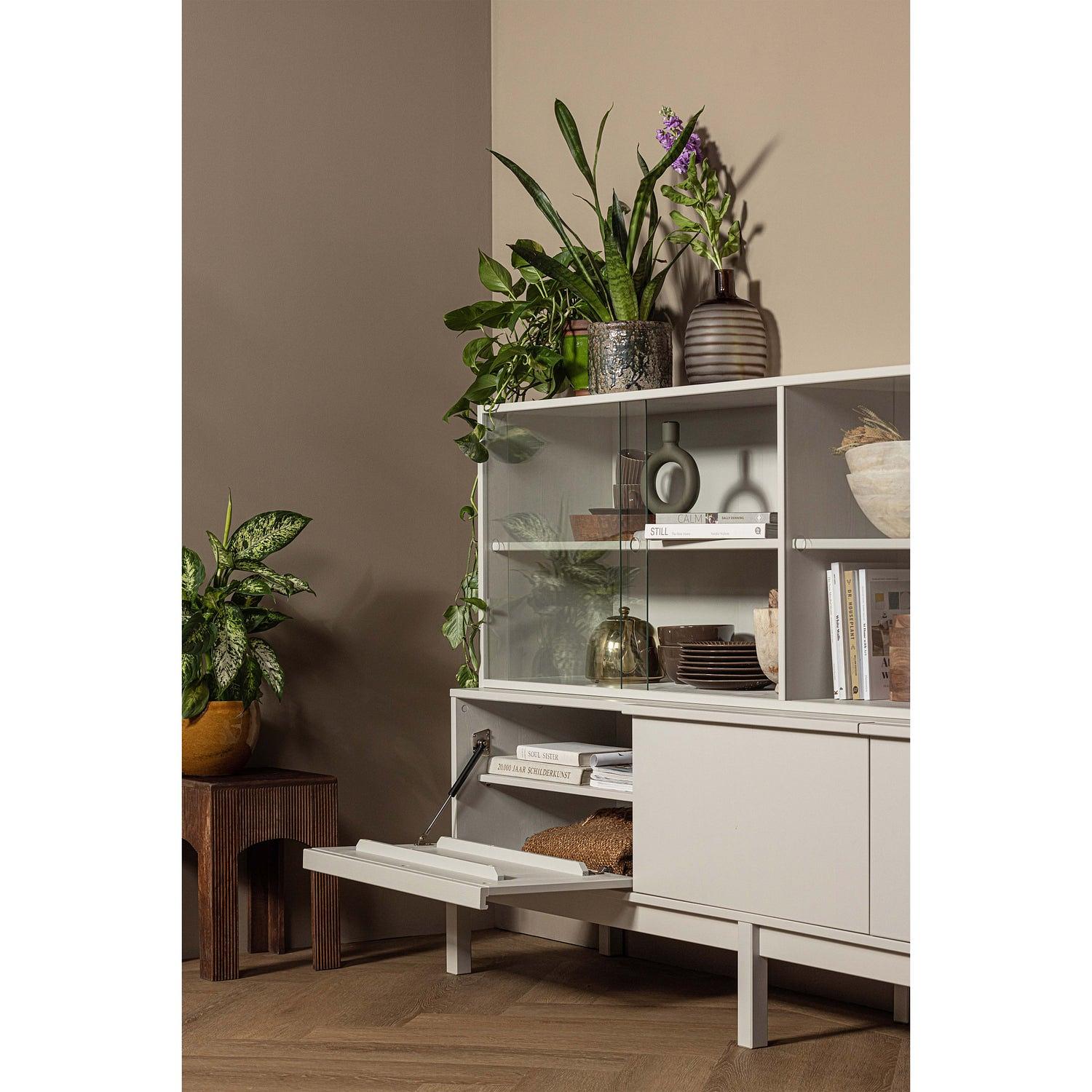 Klink Display Cabinet FSC Pine wood tempered glass sliding doors 2