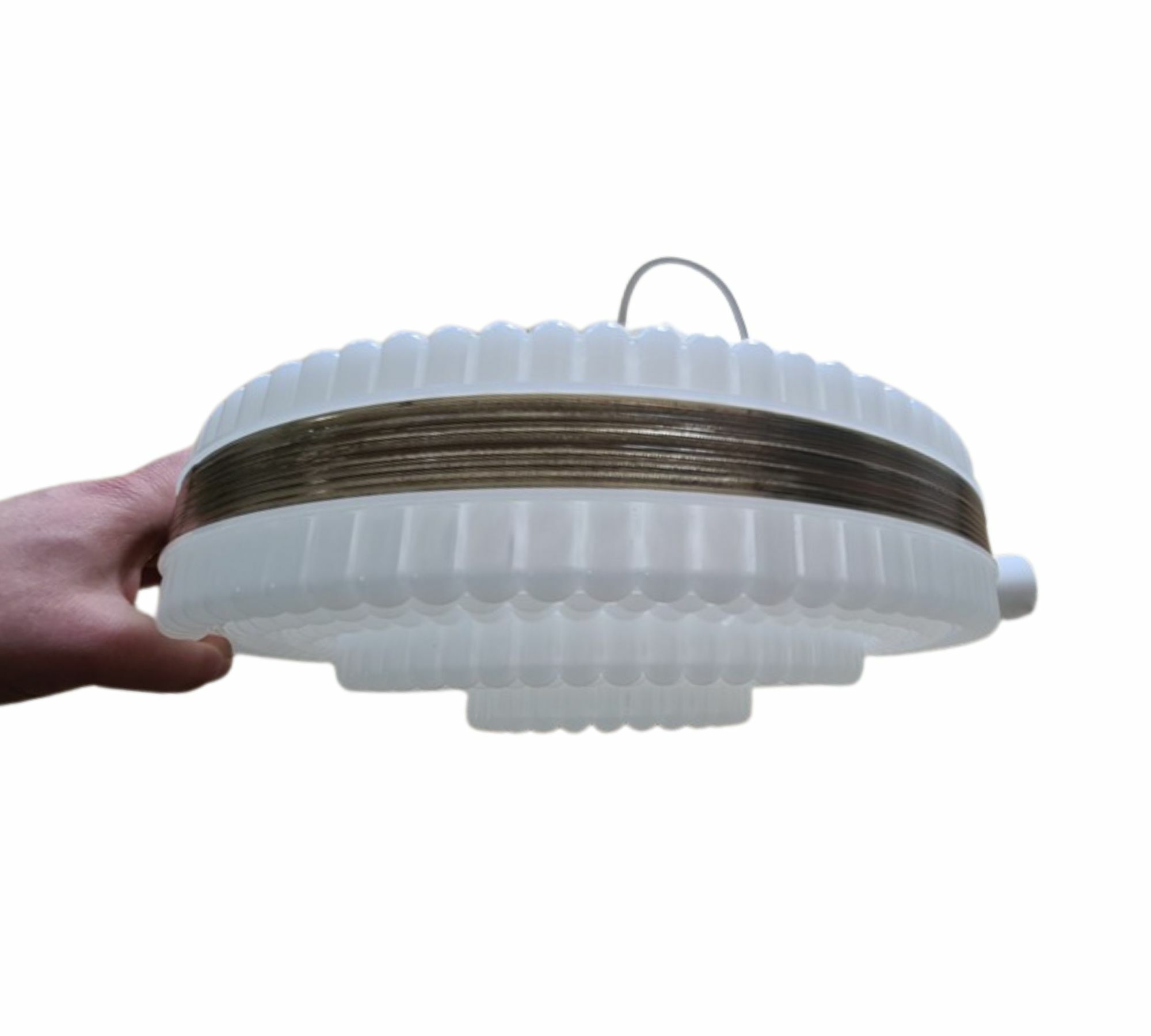 Vintage Pendelleuchte Kunststoff Messing Weiß 0