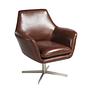 Cognac brown leather swivel armchair 5093 0