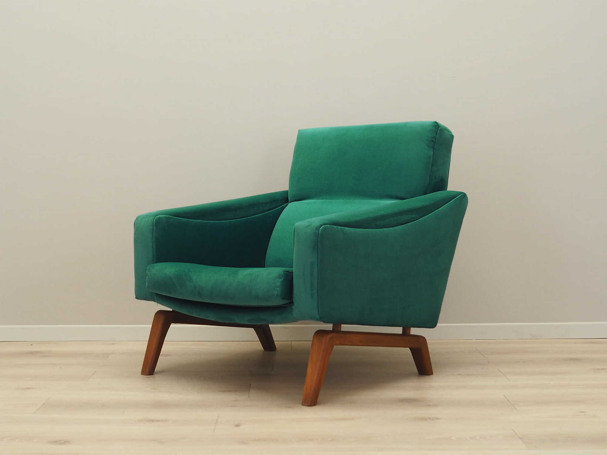 Vintage armchair velvet wood dark green 1970s 1