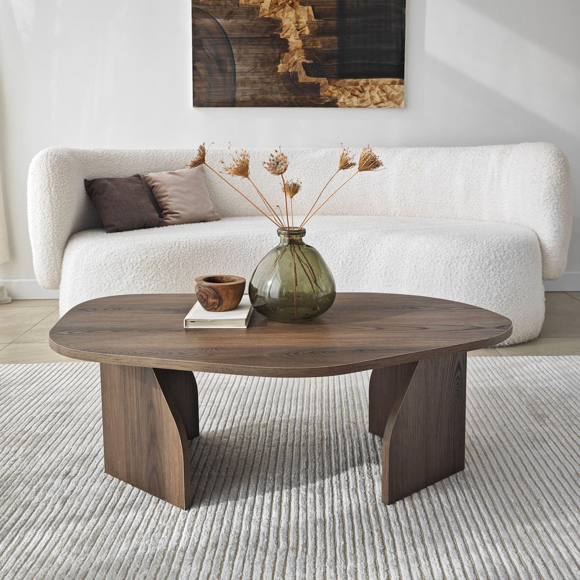 Rock Coffee Table Walnut Look Brown 2