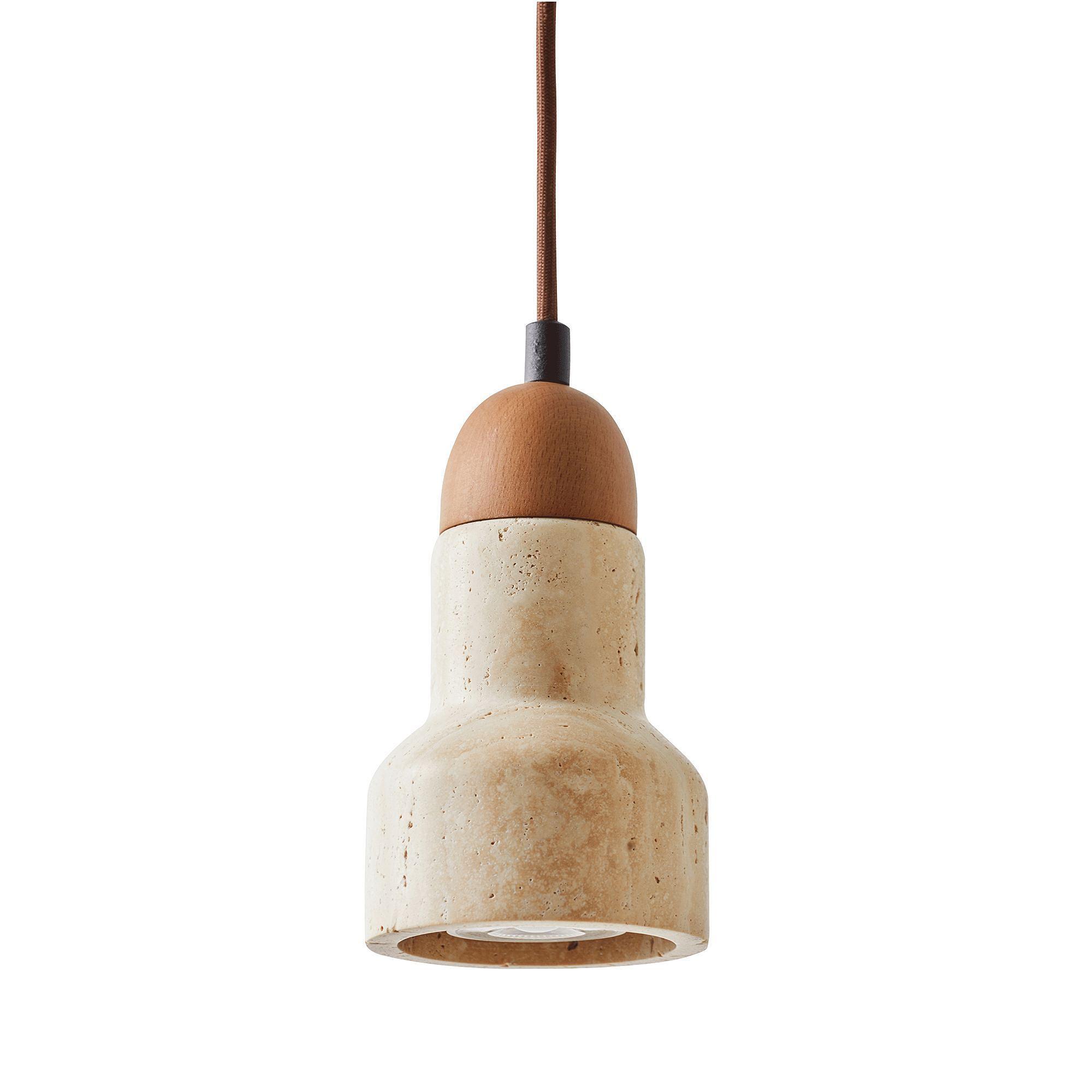 Swis Pendant Light Travertine Oak Wood Natural 7