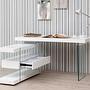 Desk Wood Glass White 6