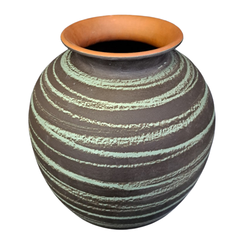 Vintage Vase Keramik Braun Grün 0
