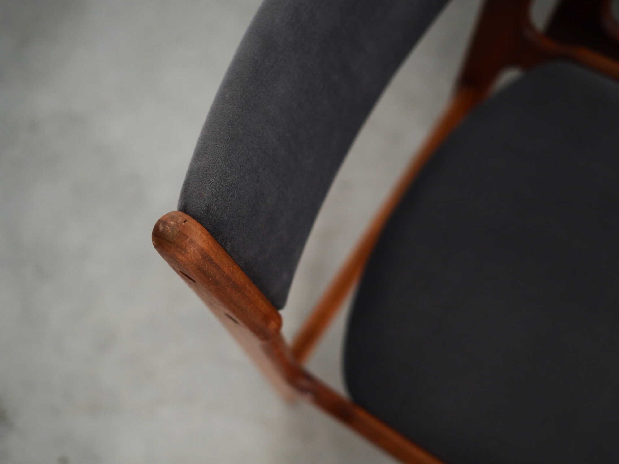 6x Chair Teak Velvet Brown 1960s 3