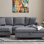 Eva Sofa Chaise Lounge Left with Pouf Grey 0