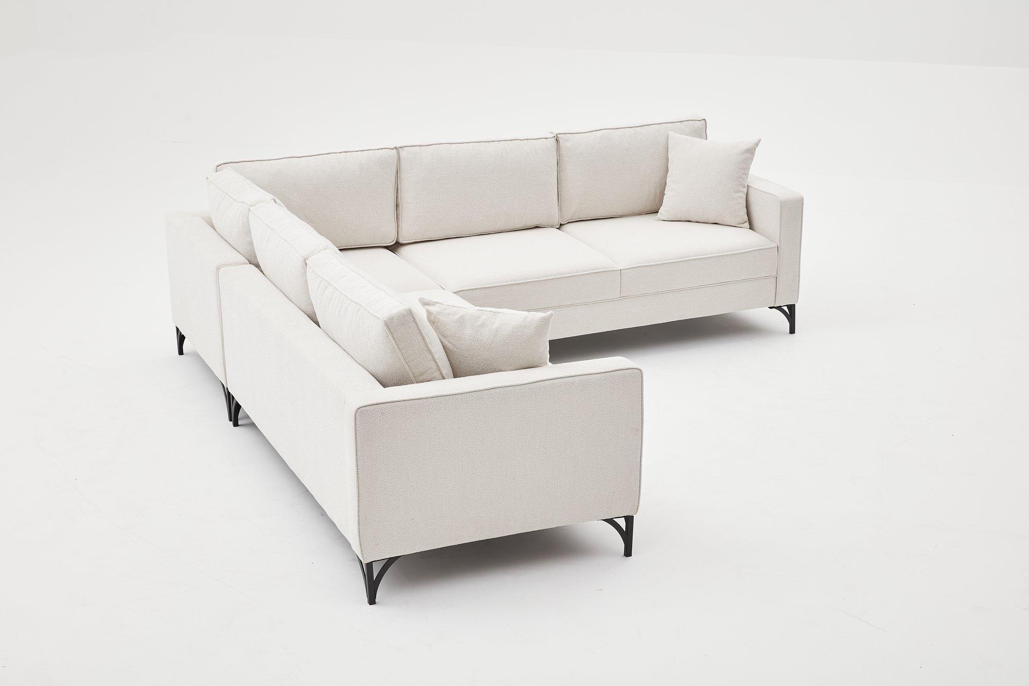 Lima Ecksofa 4-Sitzer Creme mit schwarzen Beinen 4