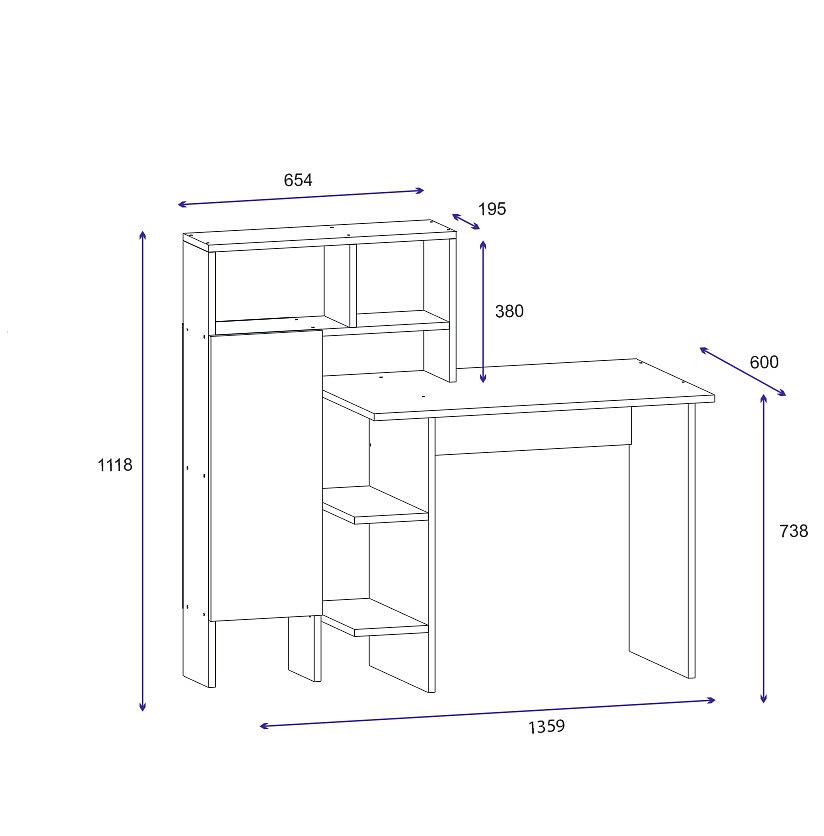 Bugra Schreibtisch Holz Weiß 5