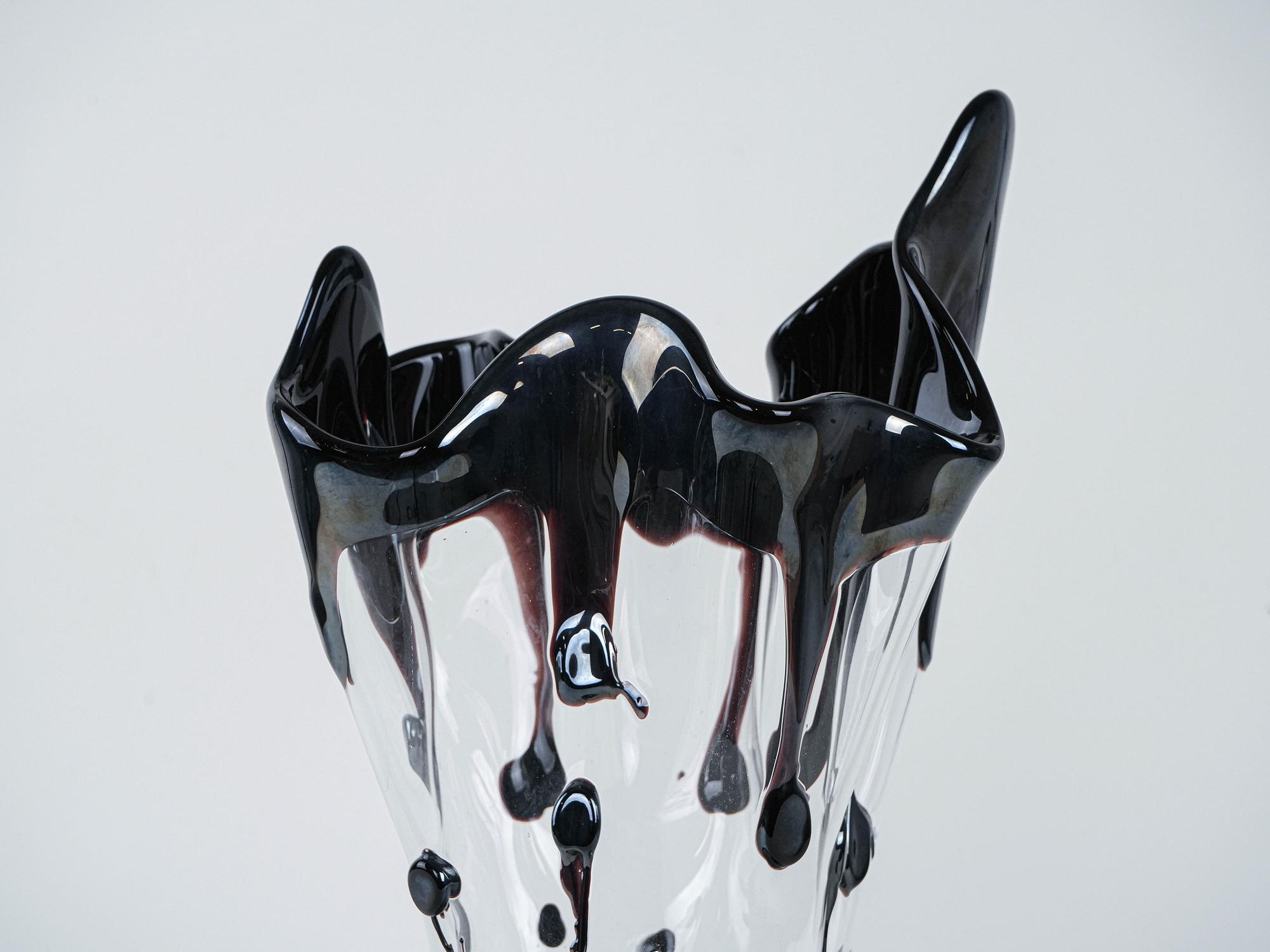 Murano glass vase black 1960s 3