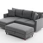 Eva Sofa Chaise Lounge Left with Pouf Grey 5