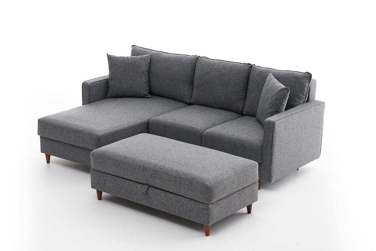 Eva Sofa Récamiere Links mit Hocker Grau 5