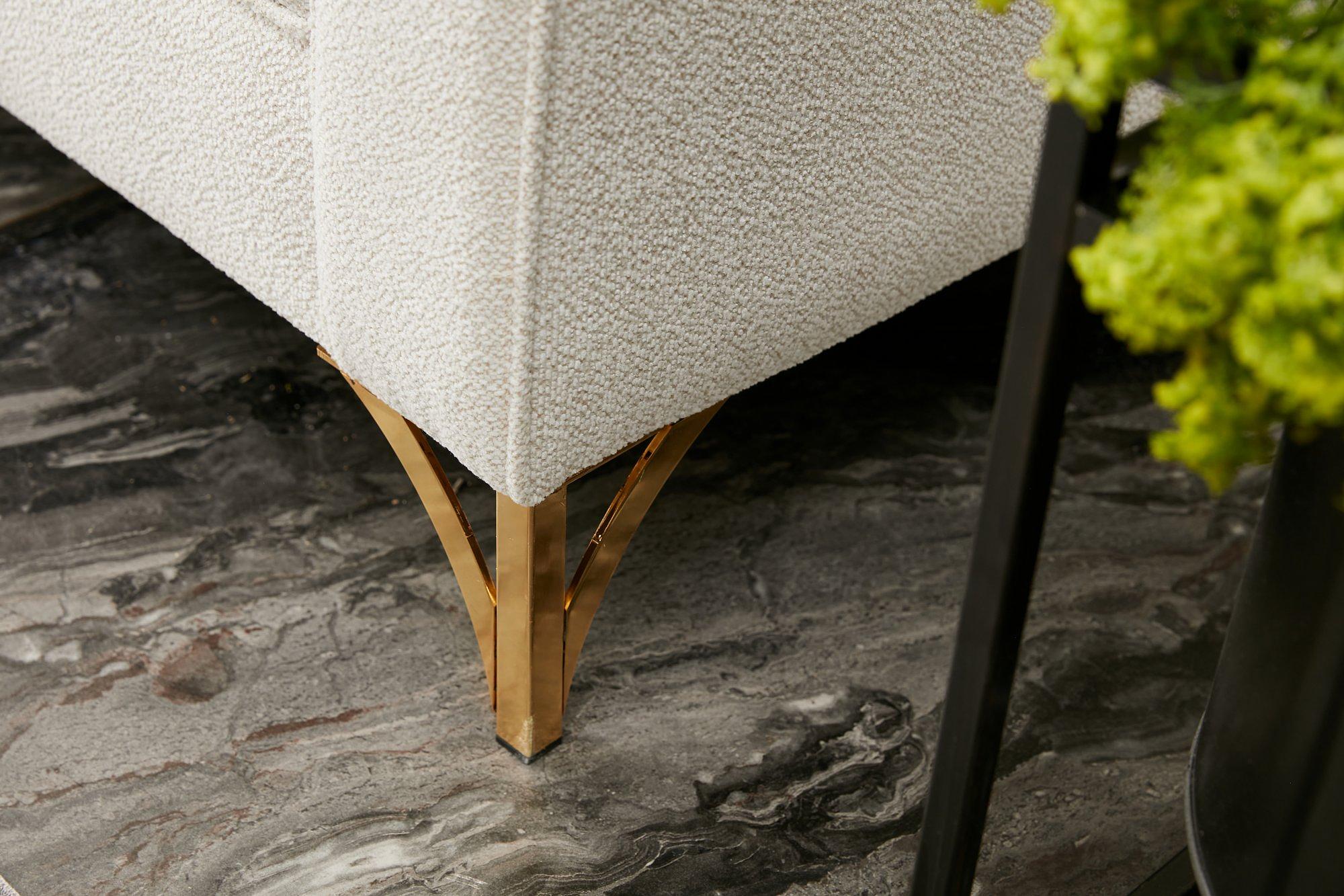 Lima Sofa Récamiere Rechts Creme mit goldenen Beinen 4