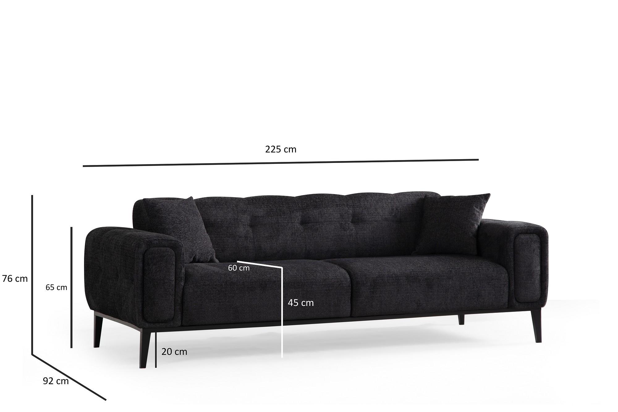 Athena 3-Sitzer Schlafsofa Schwarz 9