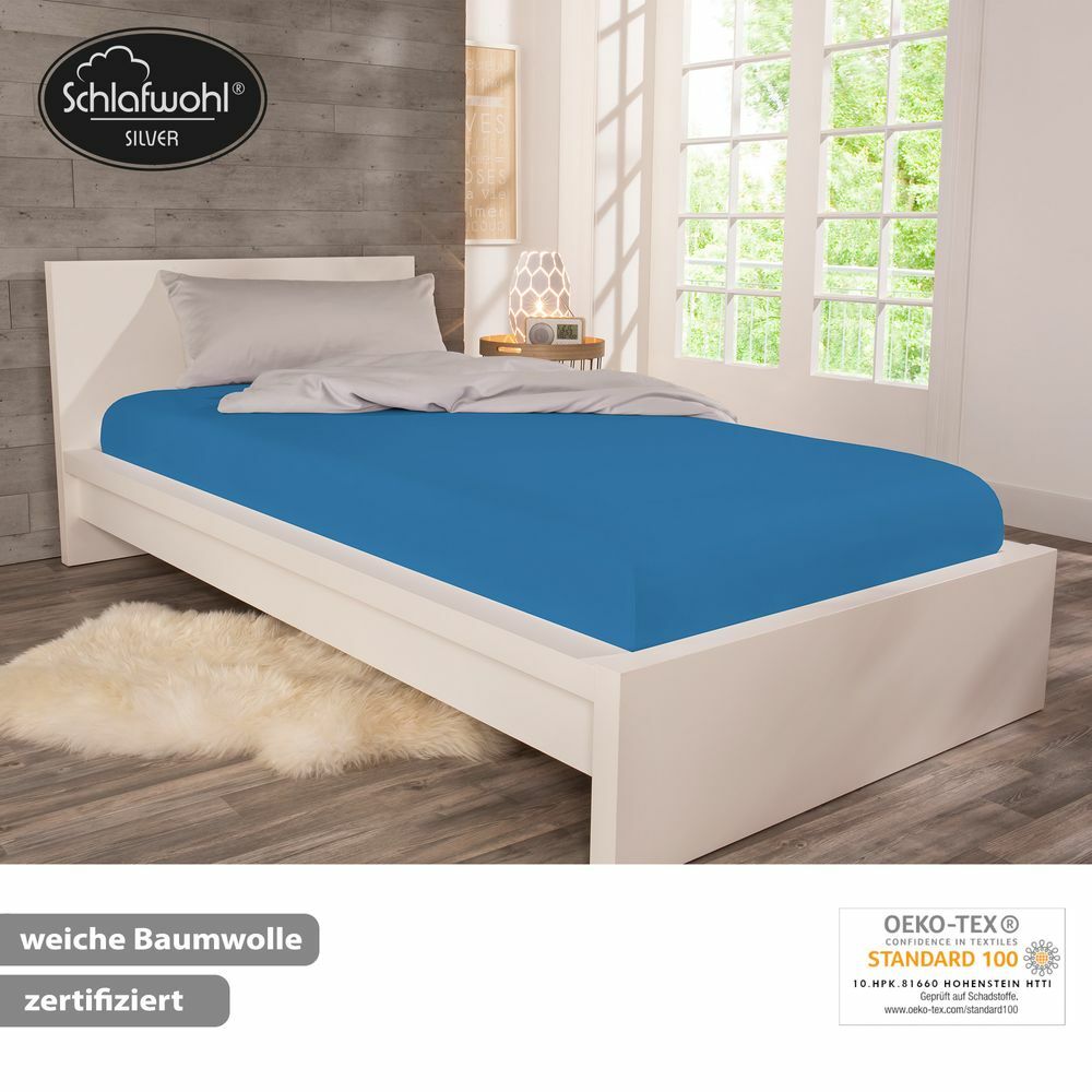 Spannleintuch für Boxspringbett aus Baumwolle Blau 2