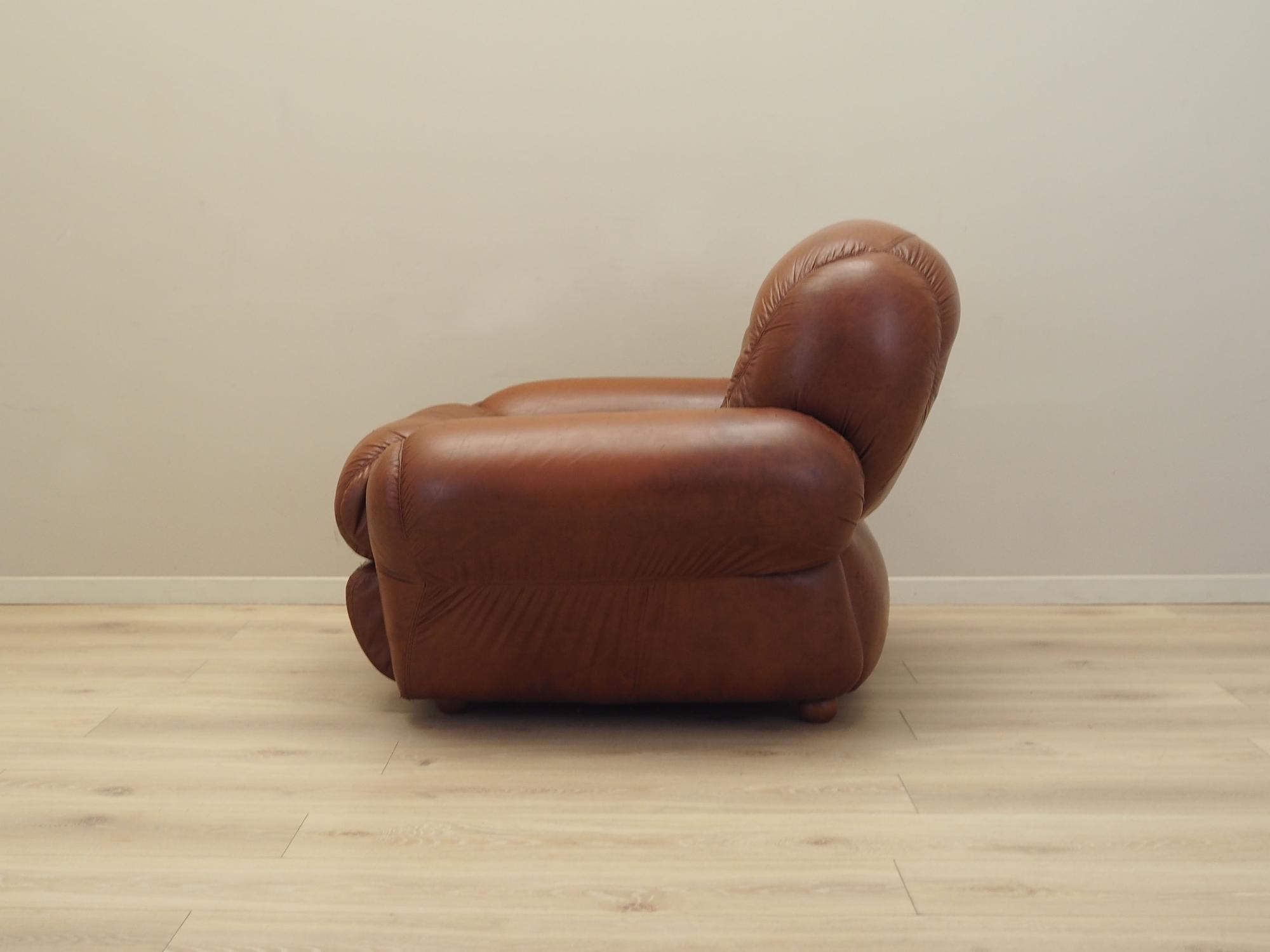 Sessel Leder Braun 1970er Jahre 3