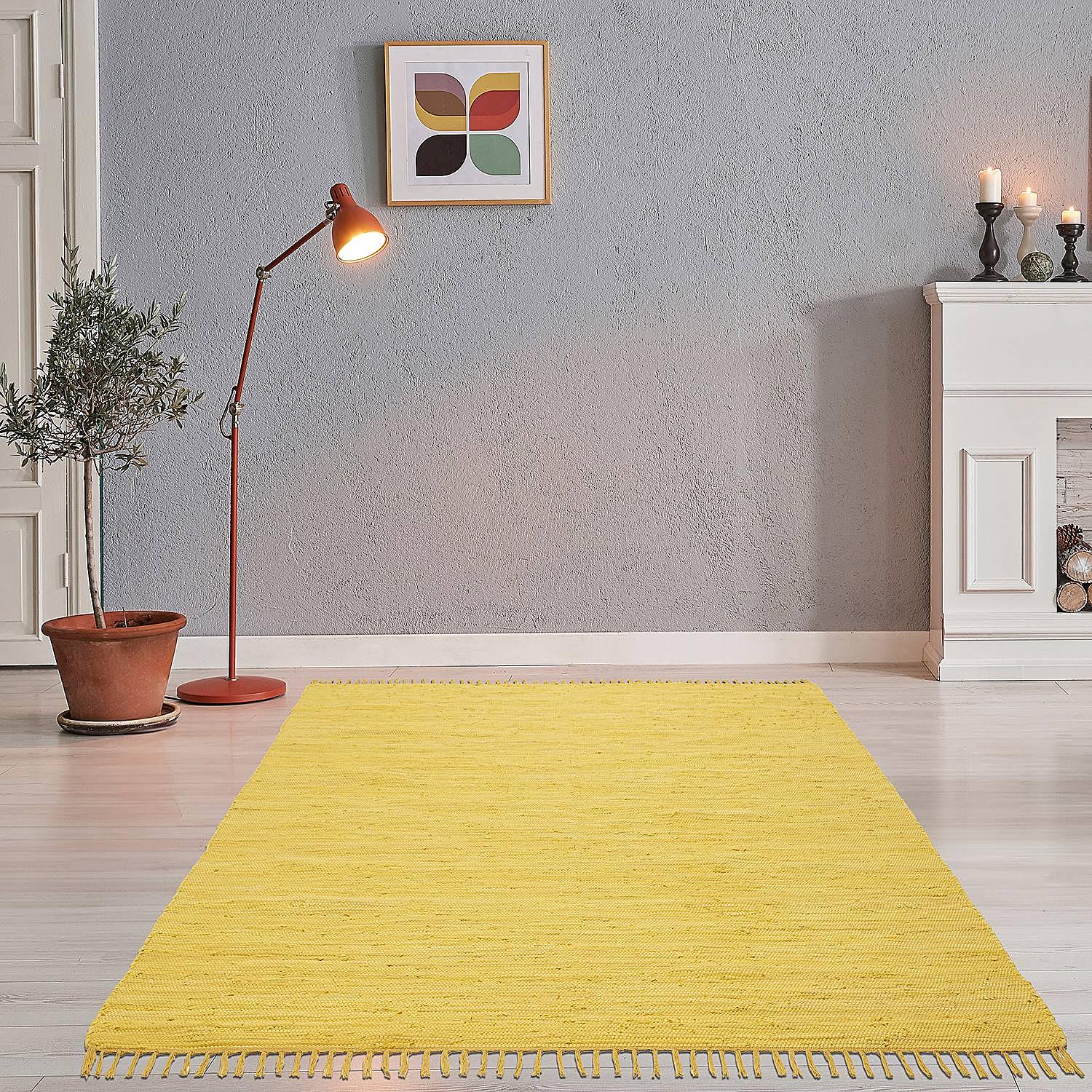 Happy Cotton Teppich Baumwolle Gelb 70 x 140 cm 2