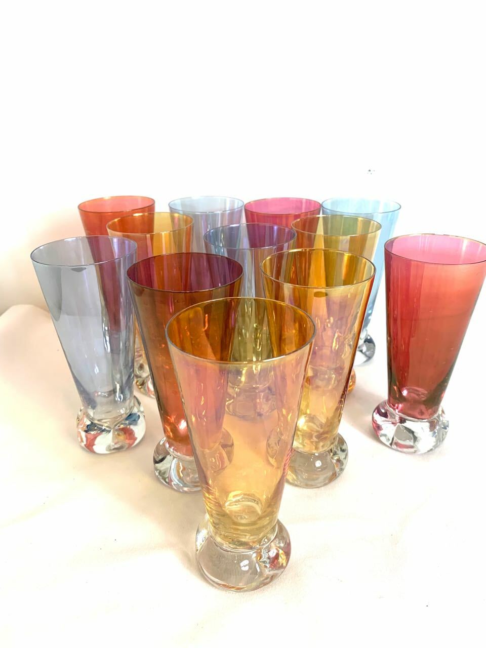 12x Vintage Glas Kristallglas Mehrfarbig 3
