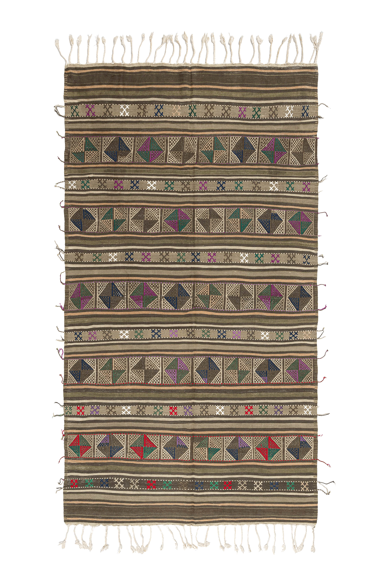 Vintage Kilim Teppich Wolle Mehrfarbig 0