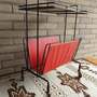 Zeitschriften-Trolley Metall Holz Rot 1