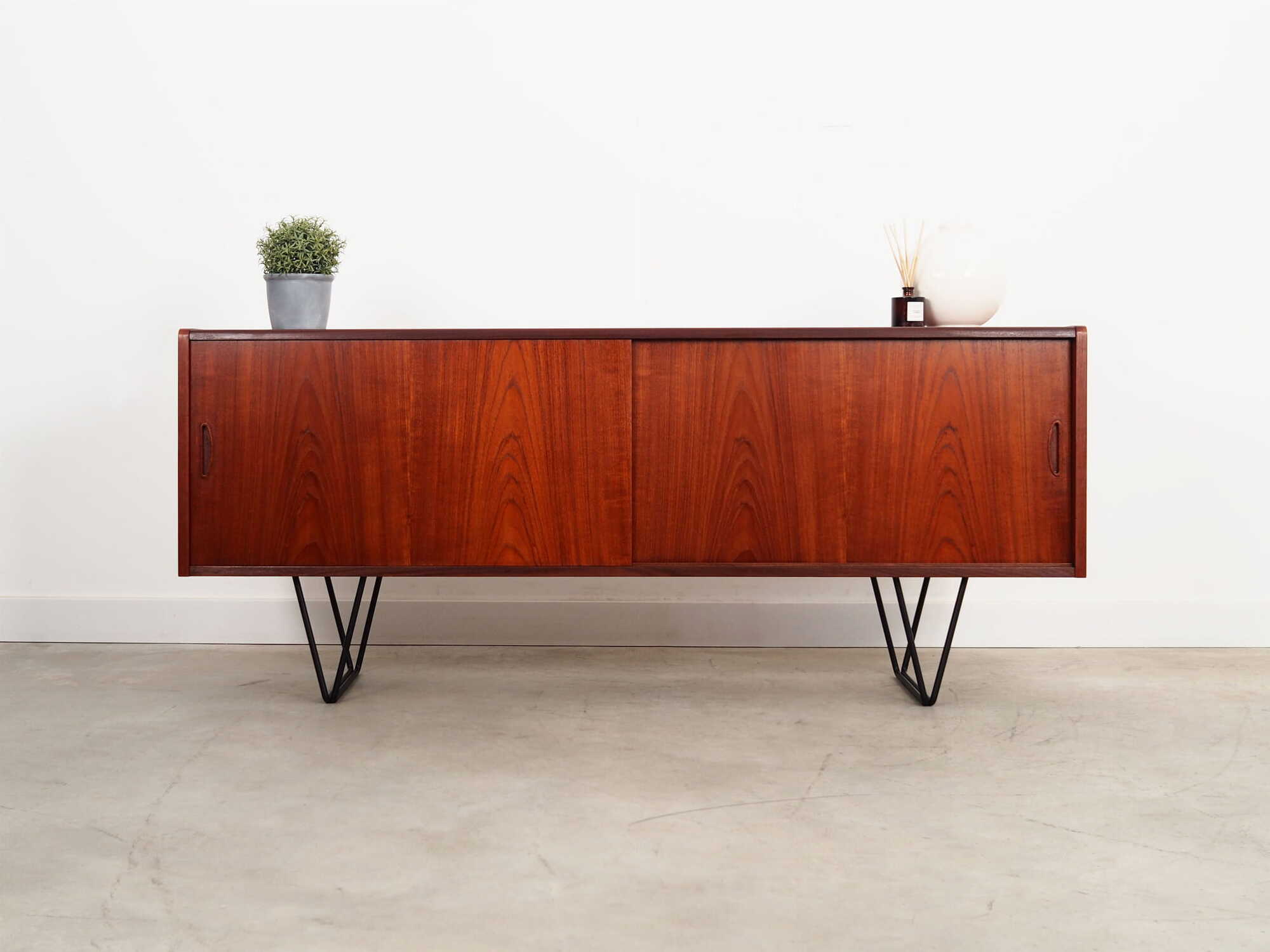 Vintage Sideboard Teakholz Metall Braun 1970er Jahre 1