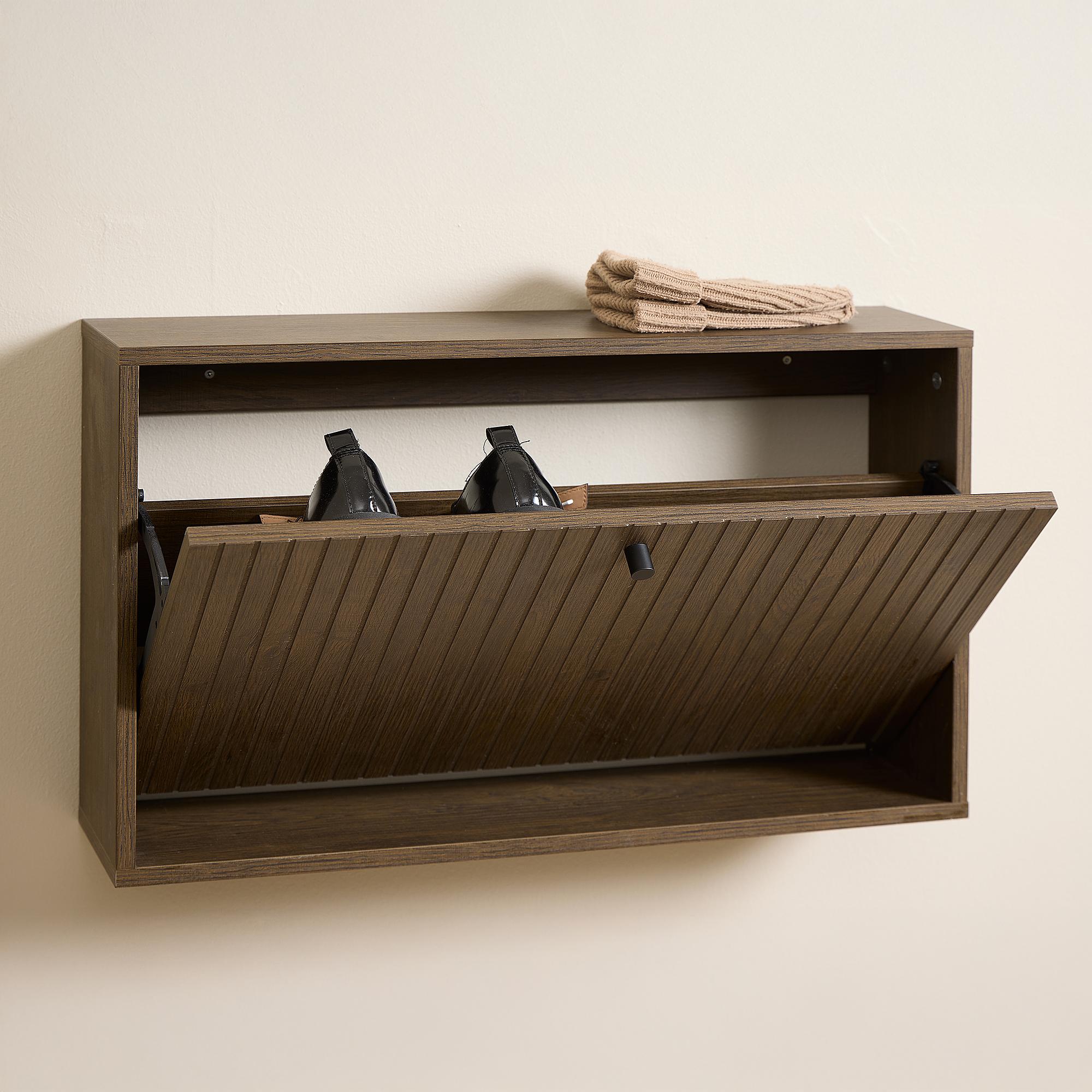 Wall-mounted Shoe Cabinet Edmo Dark Oak 2