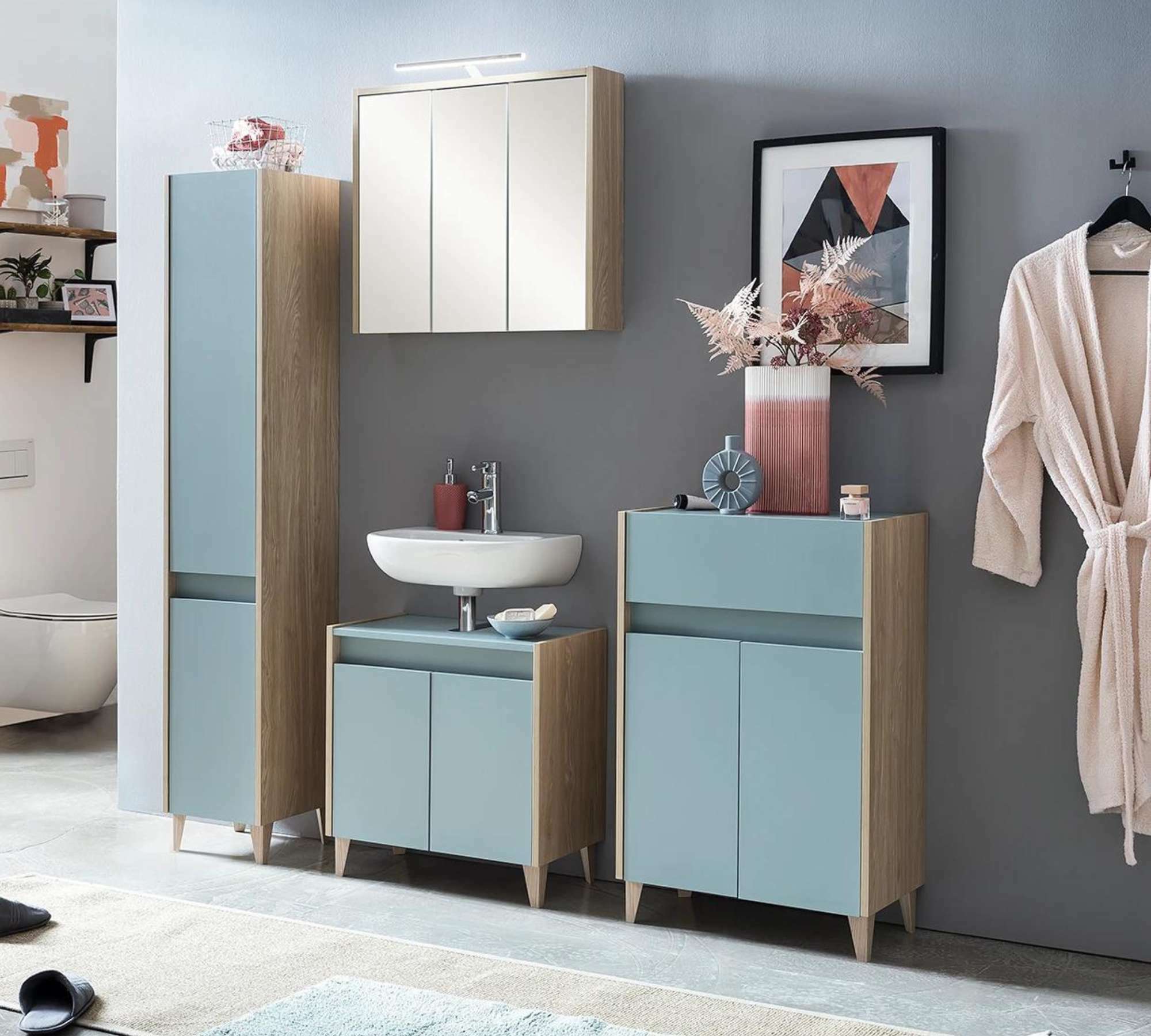 Unterschrank Holz Blau 0