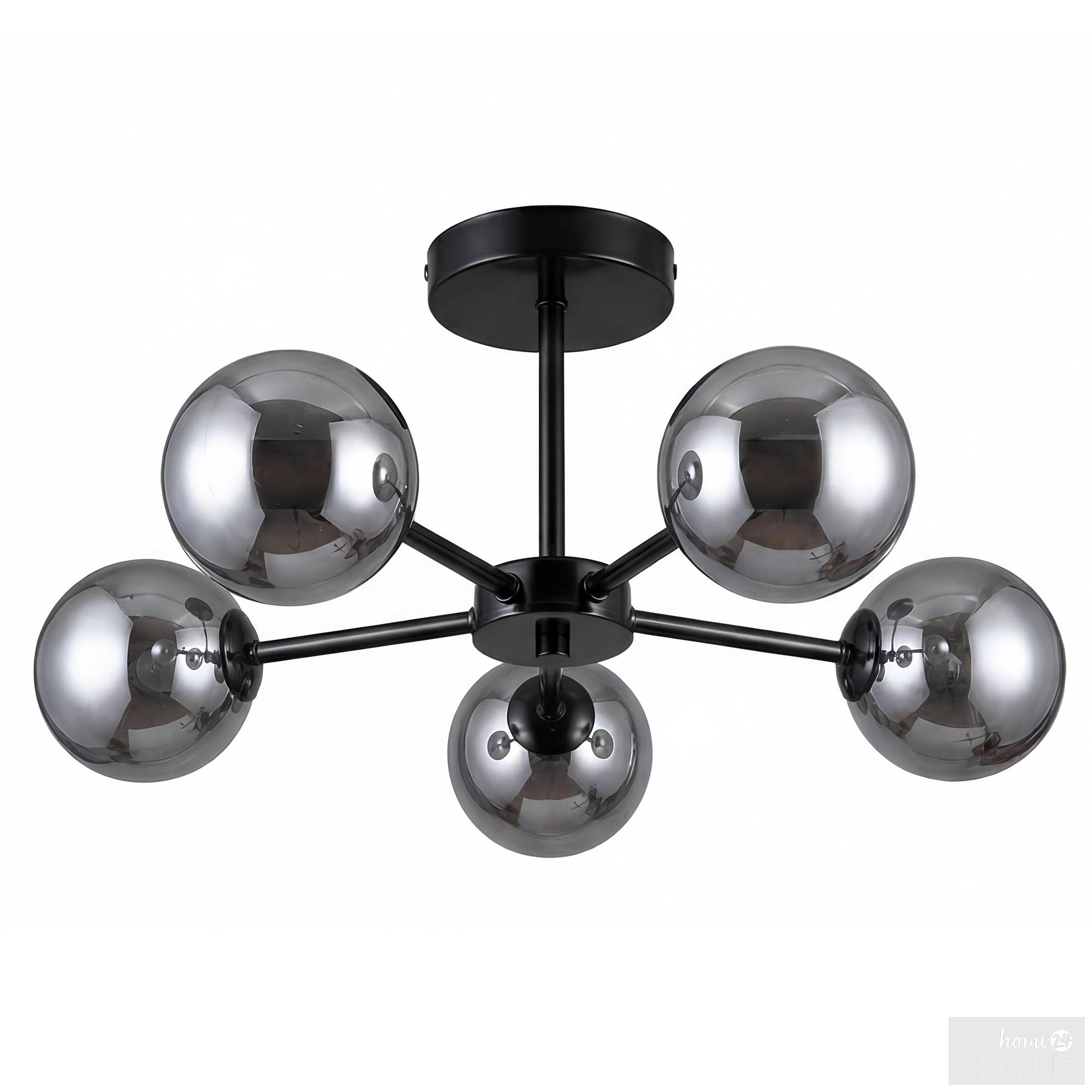 Deckenleuchte Ilumo 5-Flammig Rauchglas Eisen Grau Schwarz 4