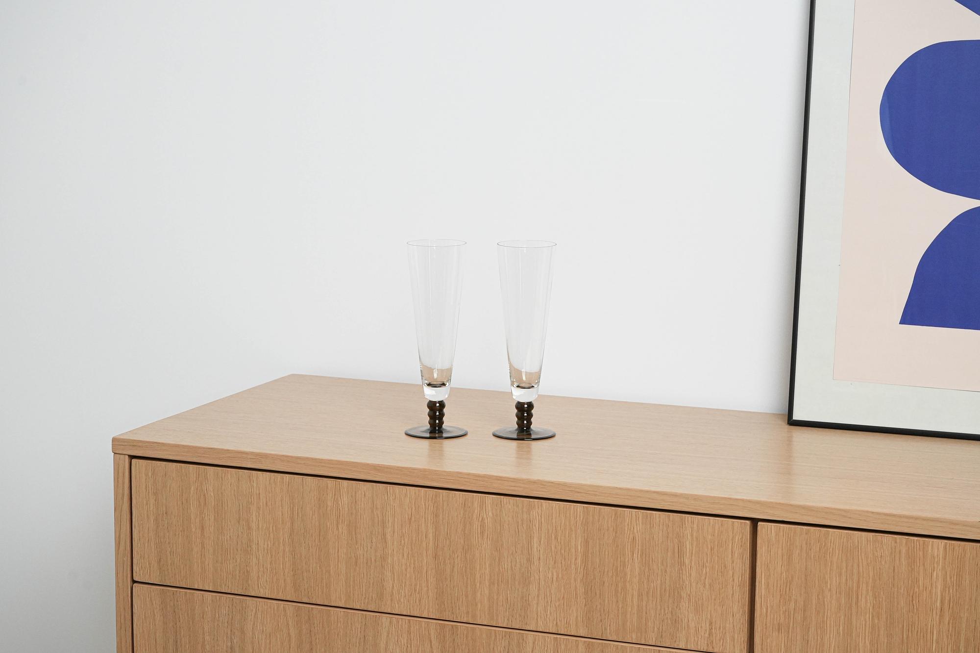 2x Champagne glasses Glass Transparent 1970s 1