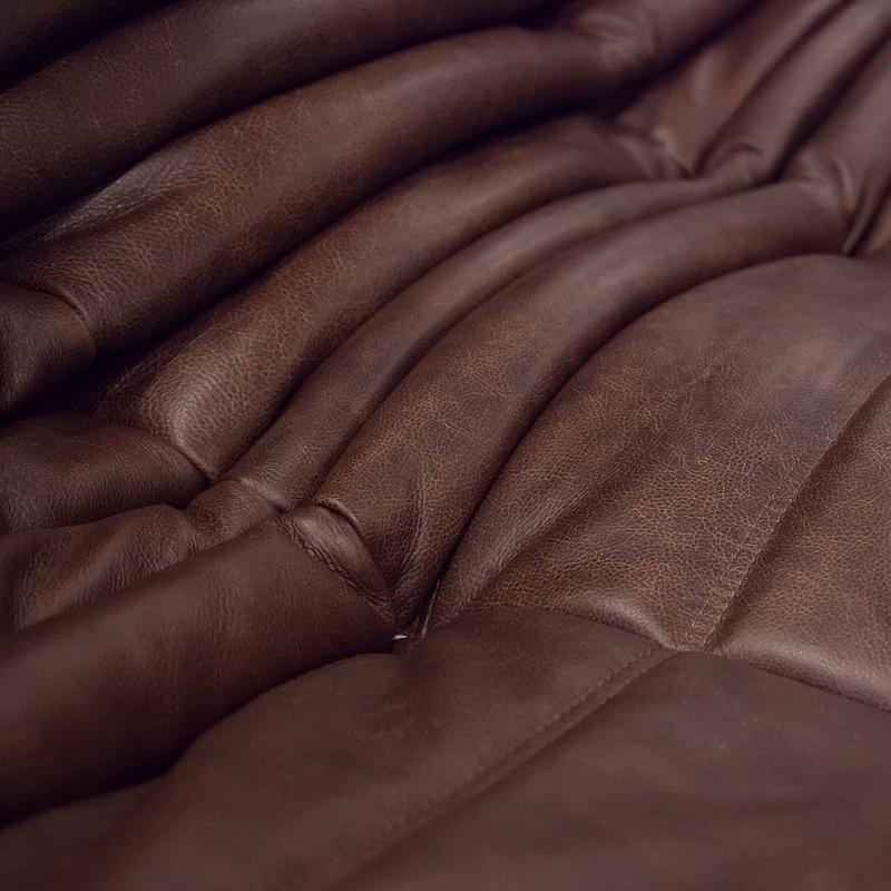 Togo Ottoman Pull-Up Leather Chocolate Brown 2