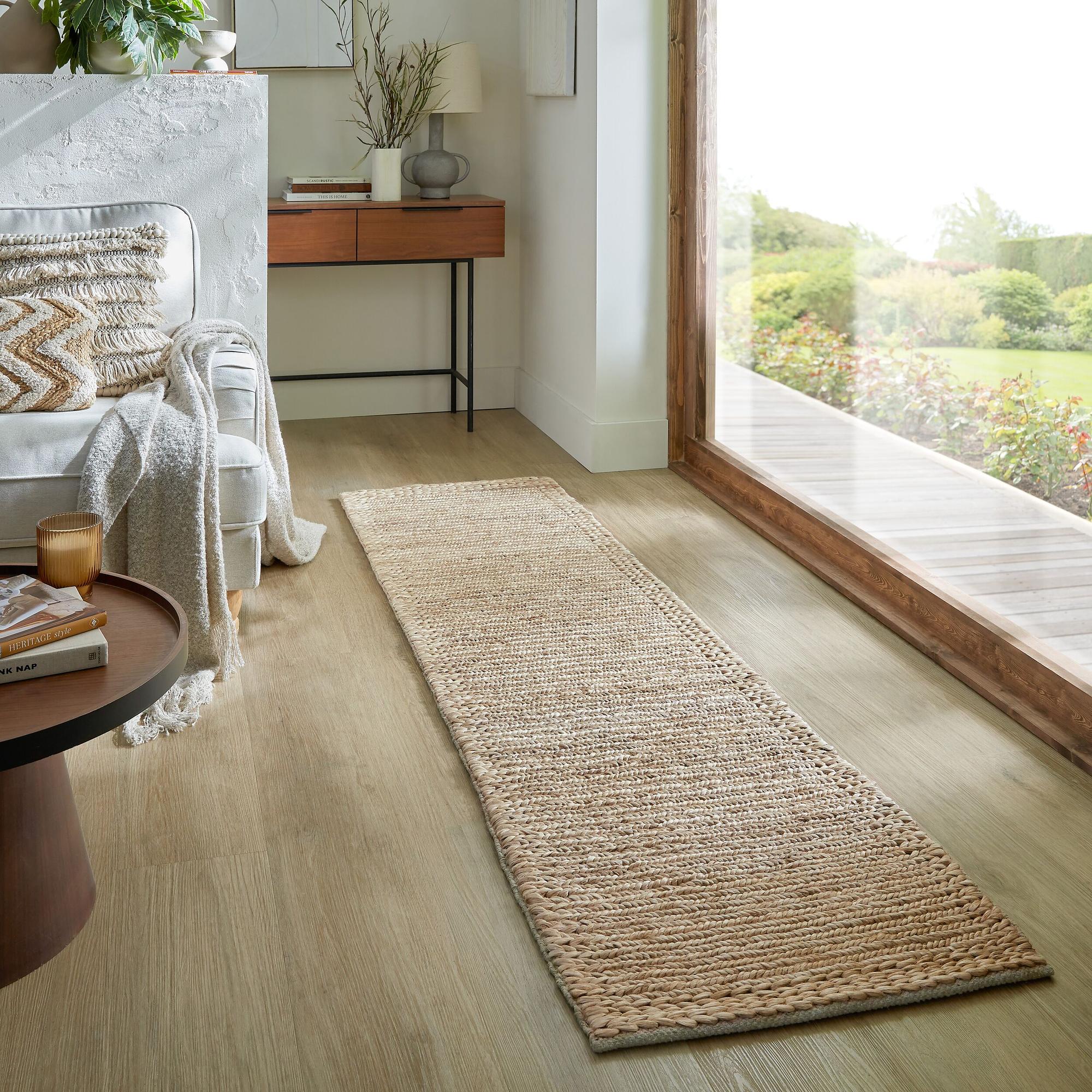 Drew Braid Border Läufer Kenaf Baumwolle Beige 1