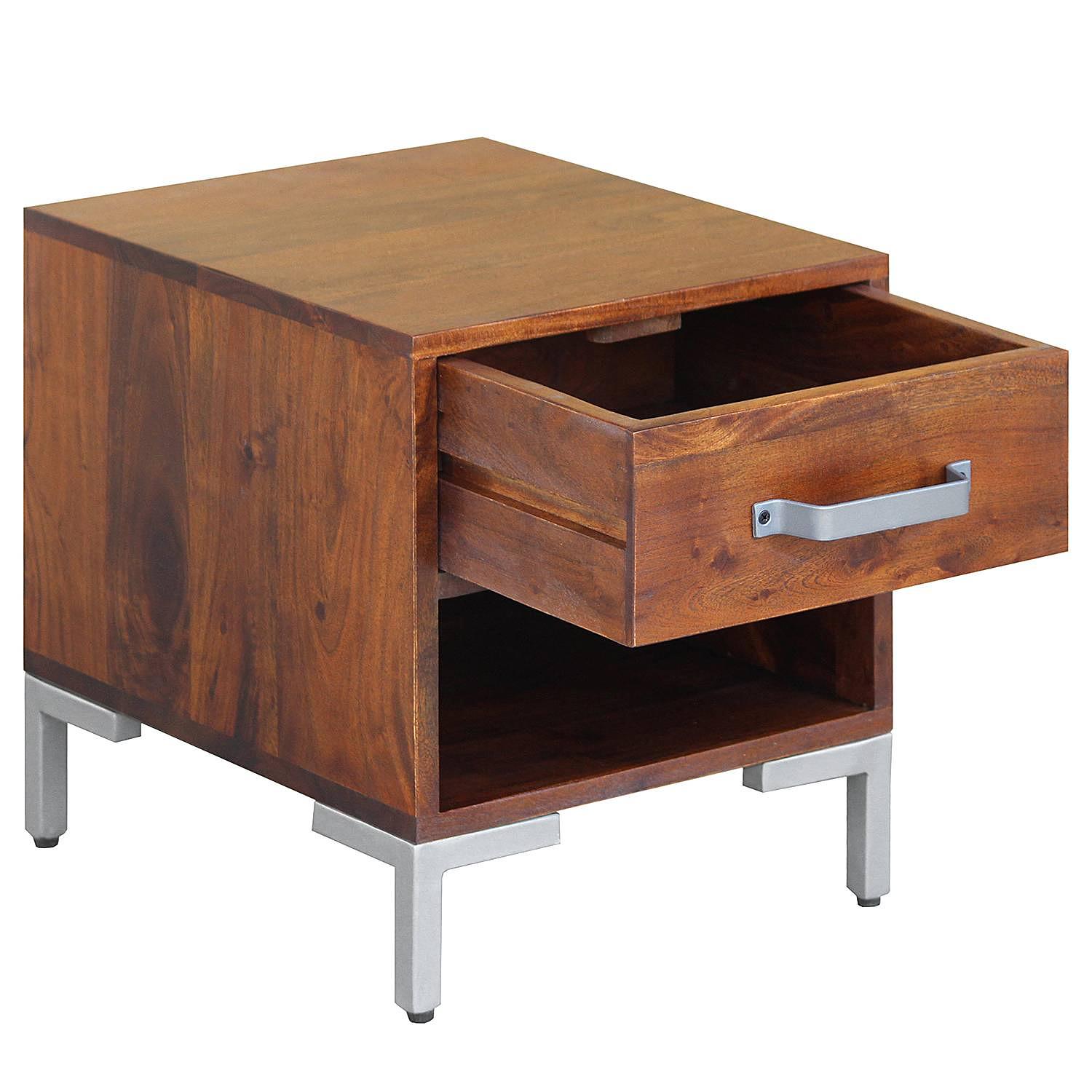 Kalviai Massive Nachtkommode Akazienholz Metall 1