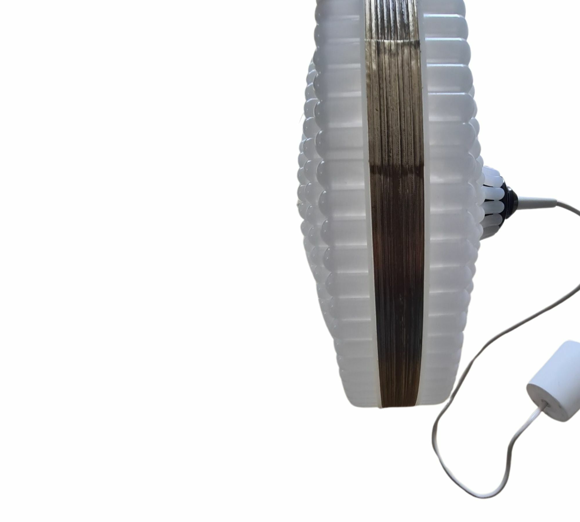 Vintage Pendelleuchte Kunststoff Messing Weiß 2