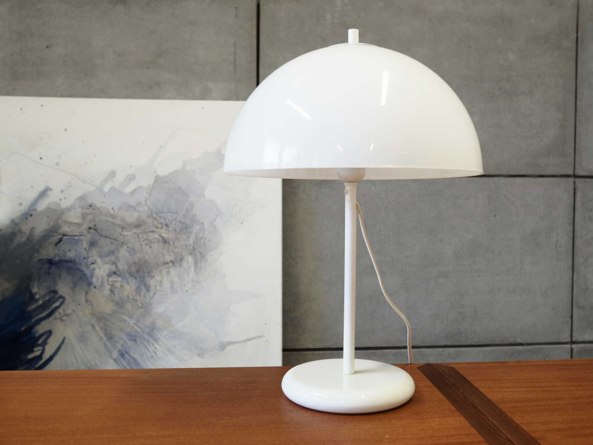 Vintage table lamp metal plastic white 1970s 1