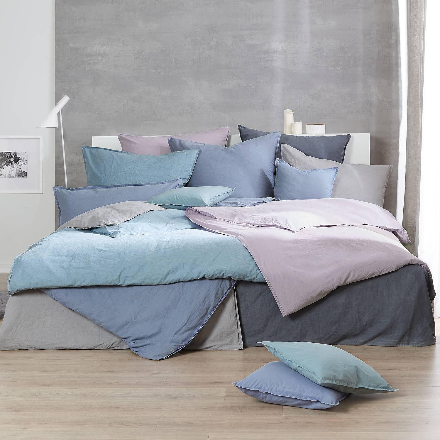 Renforce-Bettwäsche Stonewashed 135 x 200 + Kissen 2