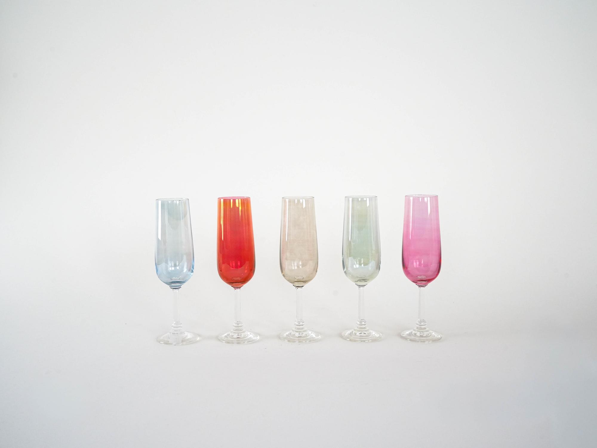 Wine Glass Set Multicolored 1960s 2