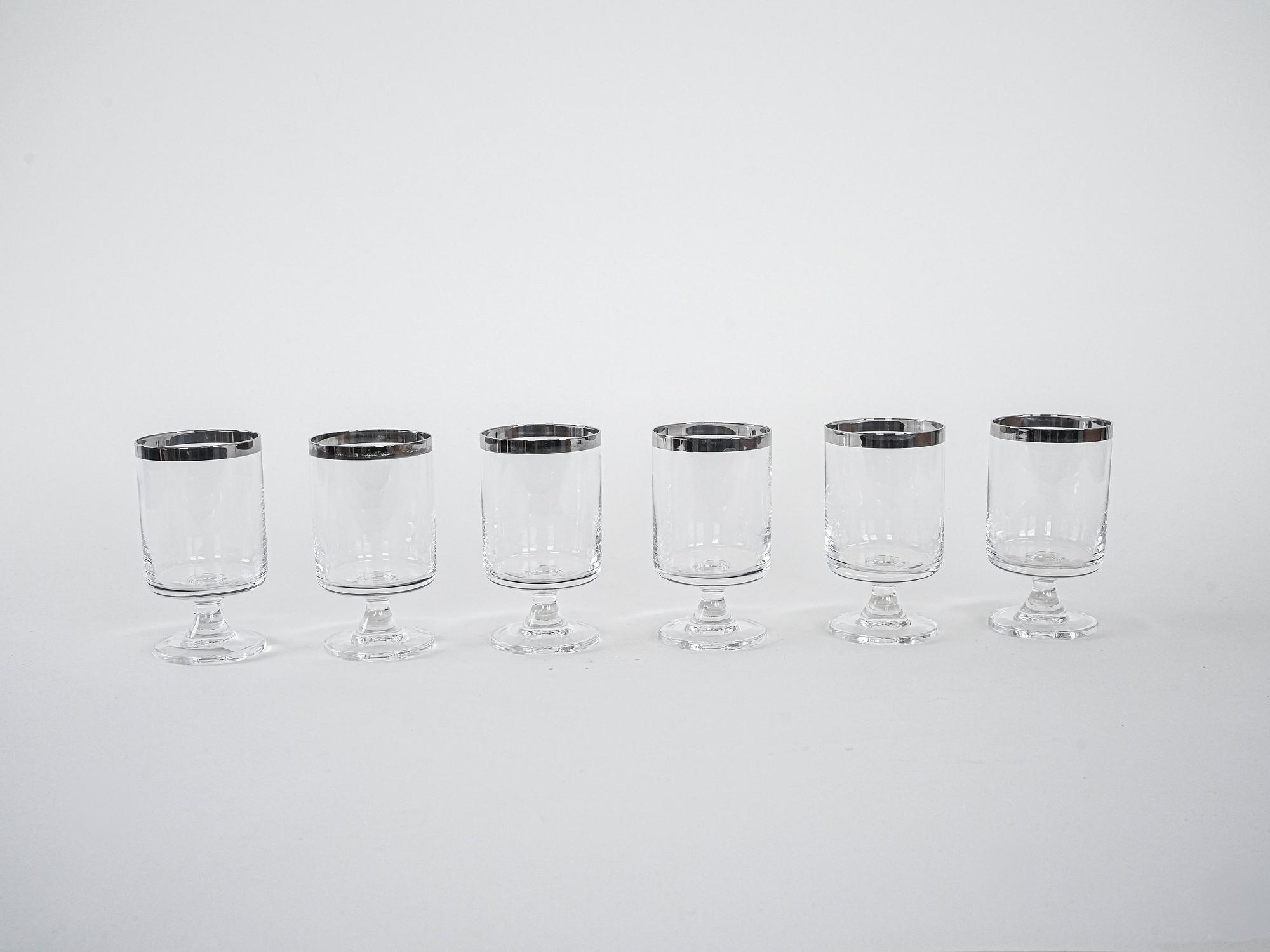 Set di bicchieri stile Hollywood Regency trasparente  anni '70 3